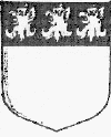 Arms - Argent on a chief Sable three griffins heads erased Argent